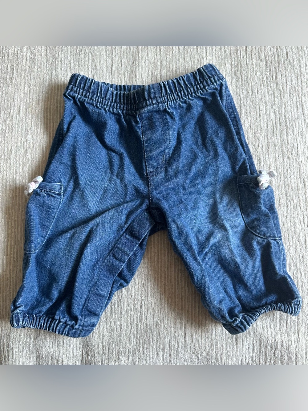 Vintage Old Navy Denim Oversized Cargo Pants Jeans VTG Baby Girl 3-6 Months
